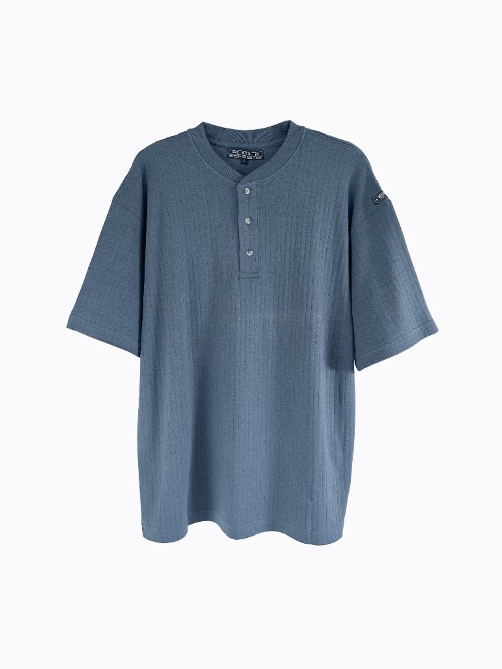 Vtg 90s Bugle Boy BSX Henley Shirt L Sun Faded Blue Ribbed Cotton New Old Stock